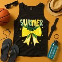 Preppy Summer Vibes Lemon Bow Girly Summer Tank Top thumb 4