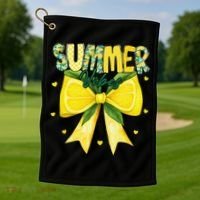 Preppy Summer Vibes Lemon Bow Girly Summer Golf Towel thumb 1