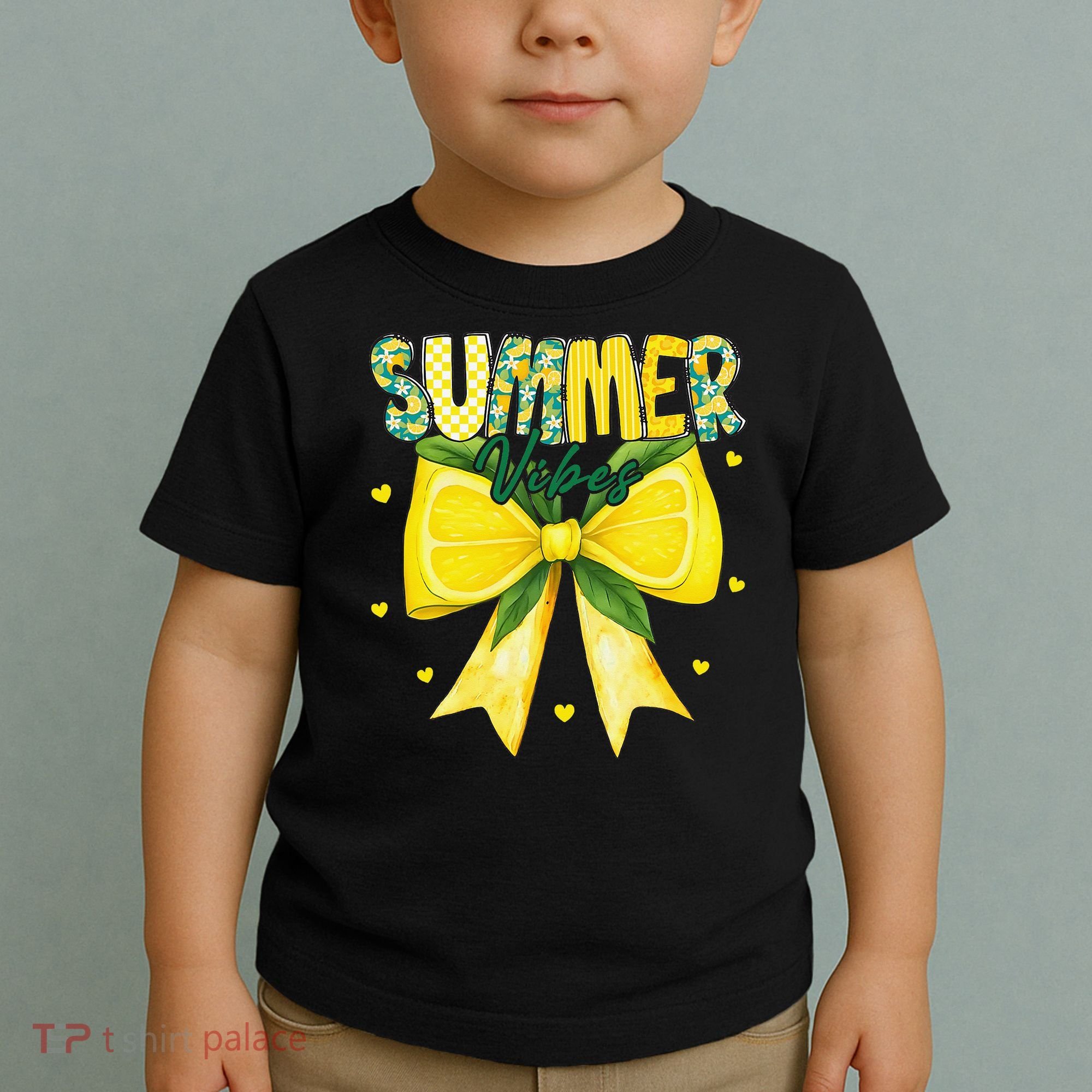 Preppy Summer Vibes Lemon Bow Girly Summer Toddler T-Shirt