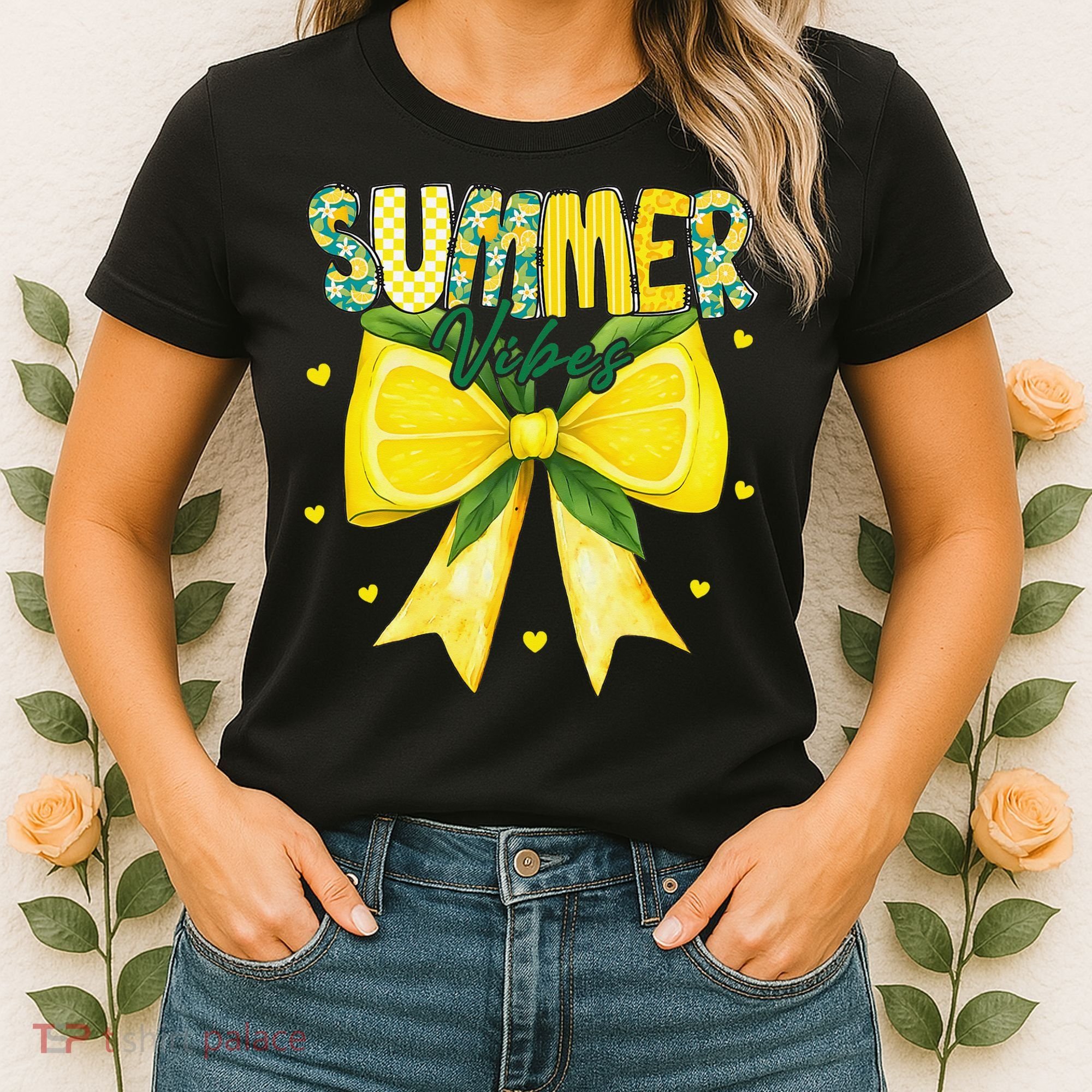 Preppy Summer Vibes Lemon Bow Girly Summer Women's T-Shirt