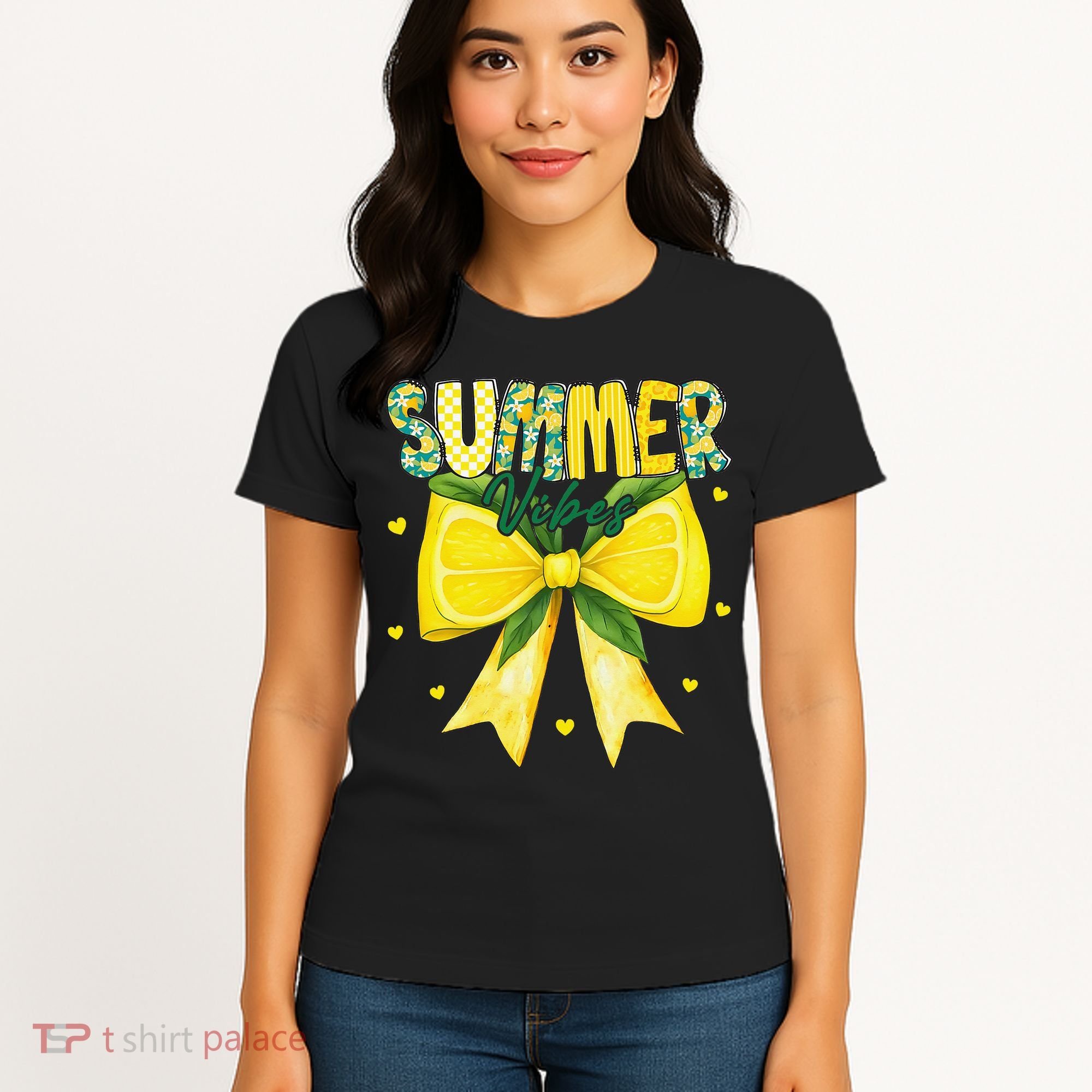 Preppy Summer Vibes Lemon Bow Girly Summer Women's T-Shirt