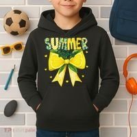 Preppy Summer Vibes Lemon Bow Girly Summer Kids Hoodie thumb 2