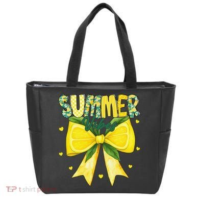 Preppy Summer Vibes Lemon Bow Girly Summer Tote Bag