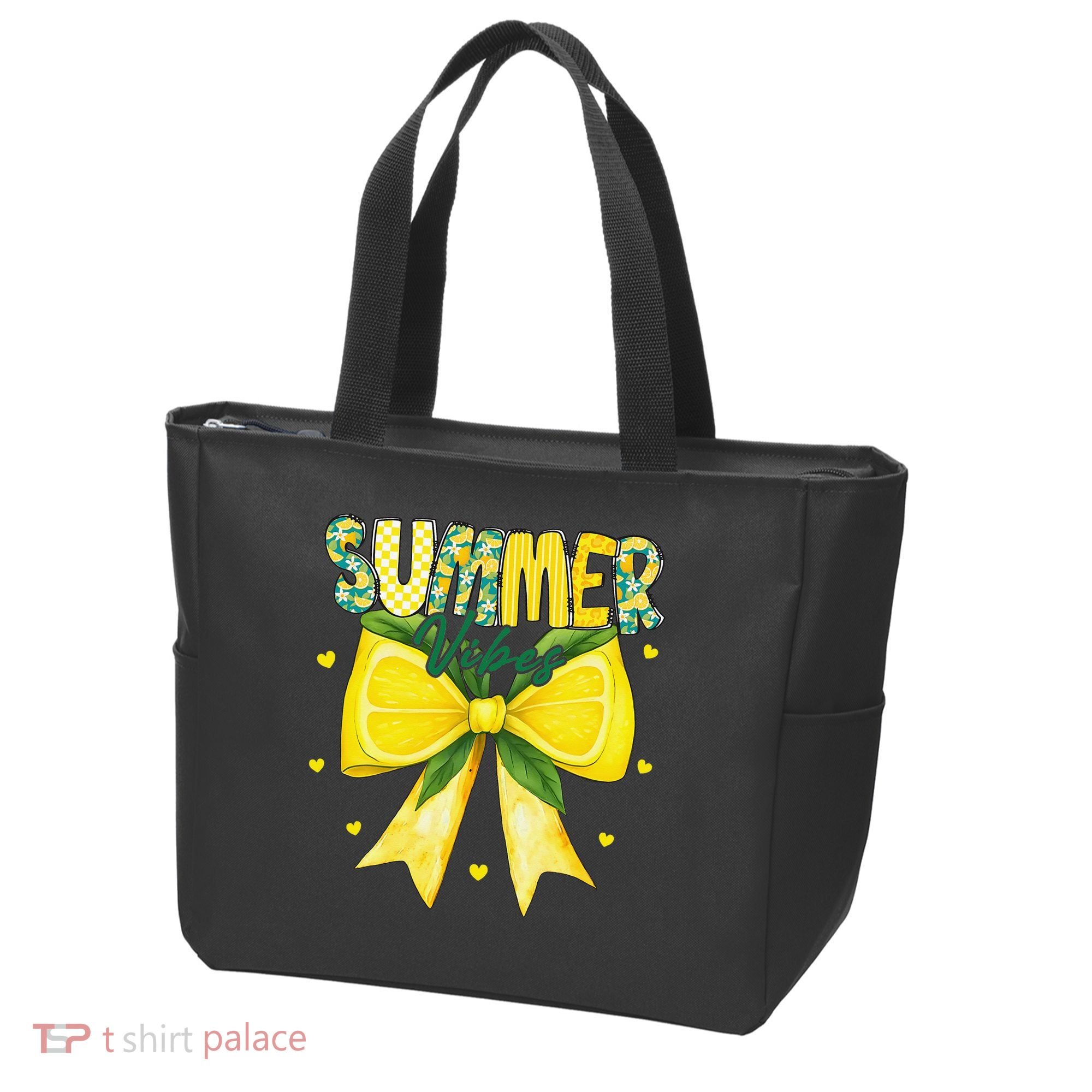 Preppy Summer Vibes Lemon Bow Girly Summer Tote Bag