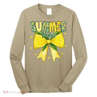 Preppy Summer Vibes Lemon Bow Girly Summer Long Sleeve Shirt