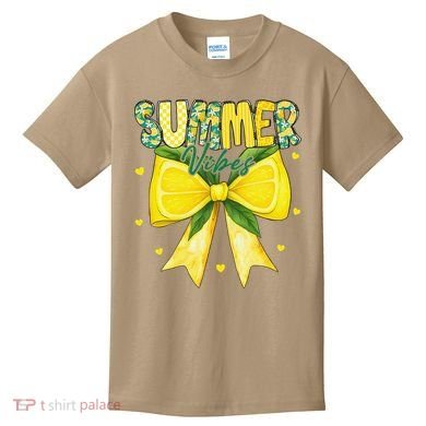 Preppy Summer Vibes Lemon Bow Girly Summer Kids T-Shirt