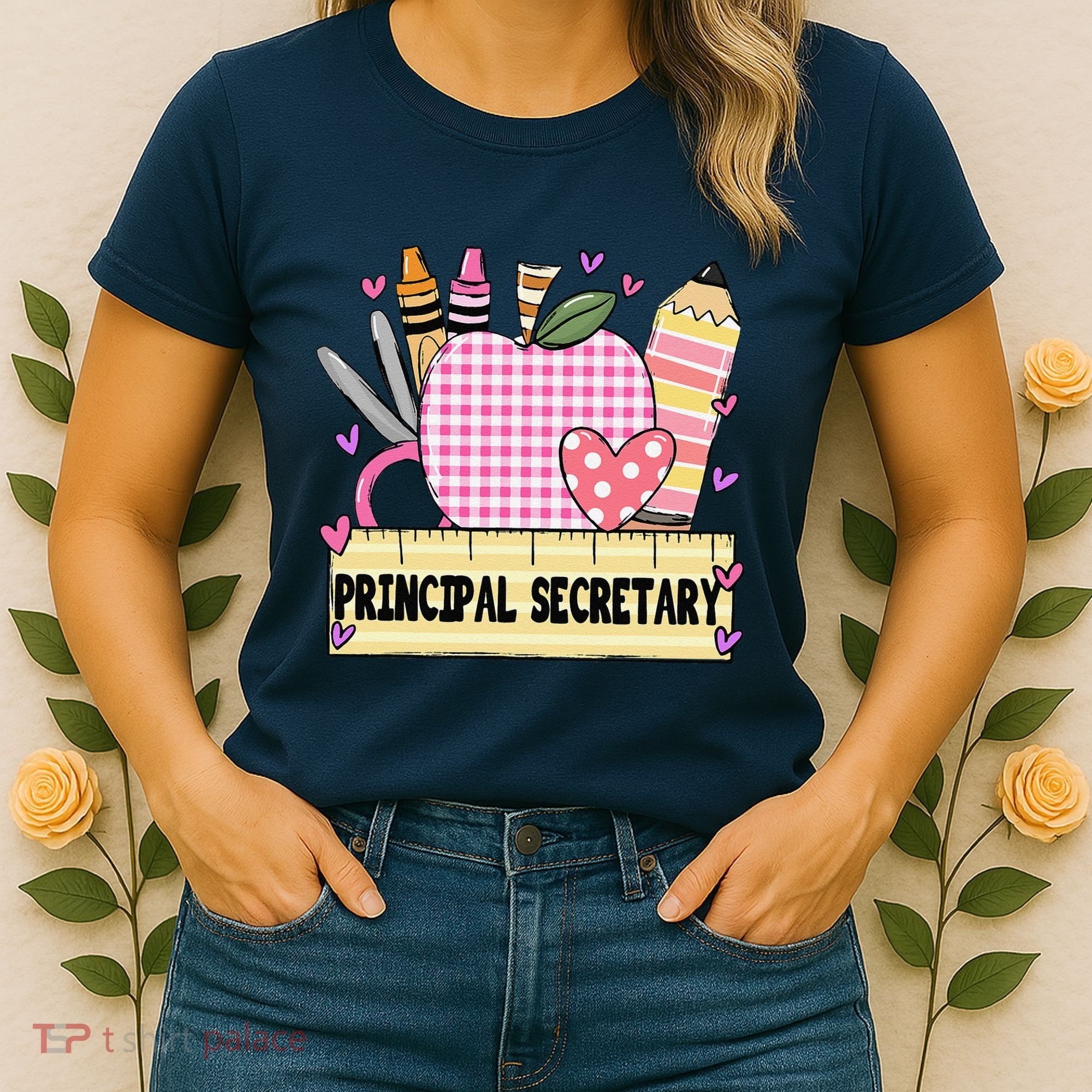 Principal Secretary Valentine S Day Teacher Frame Women's T-Shirt
