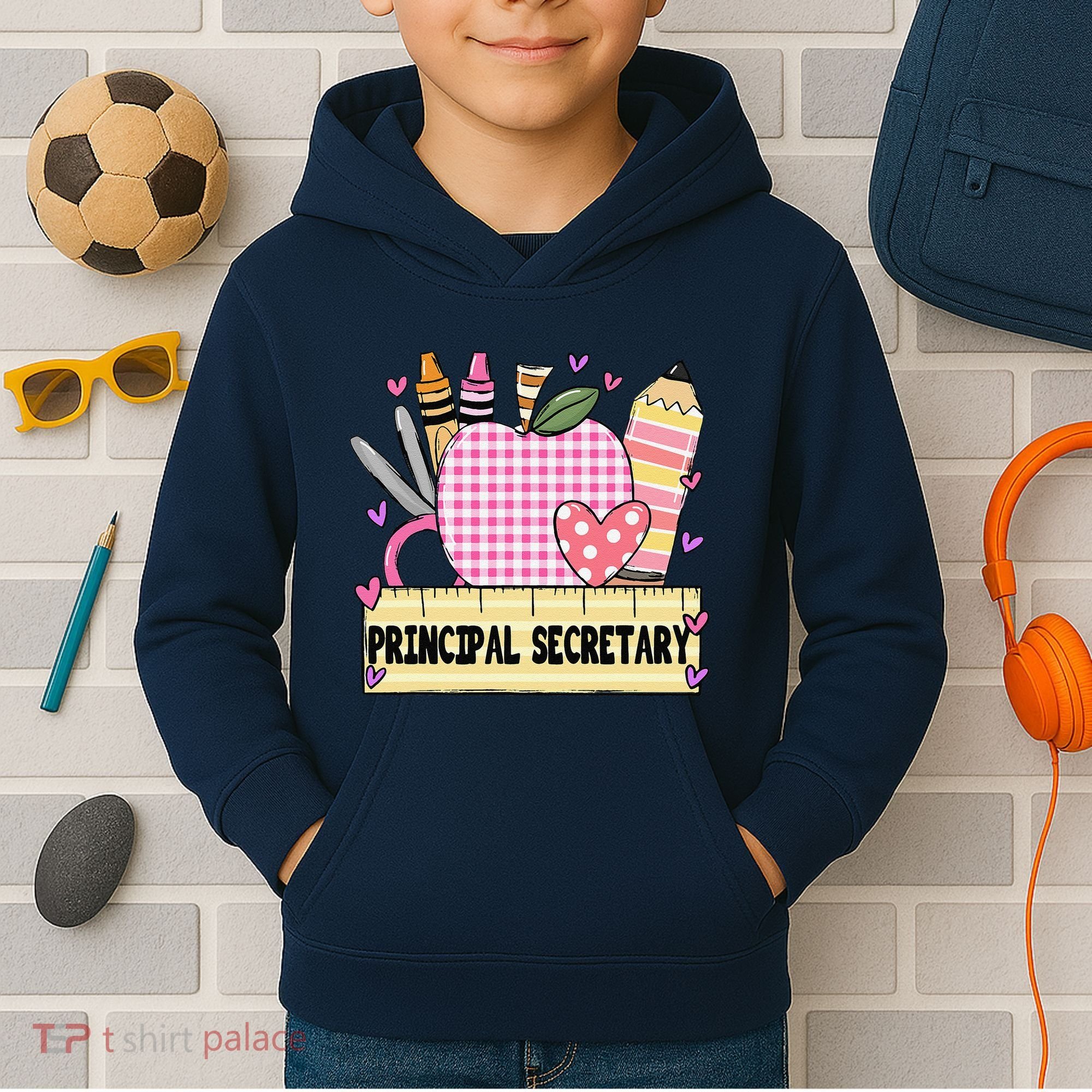 Principal Secretary Valentine S Day Teacher Frame Kids Hoodie