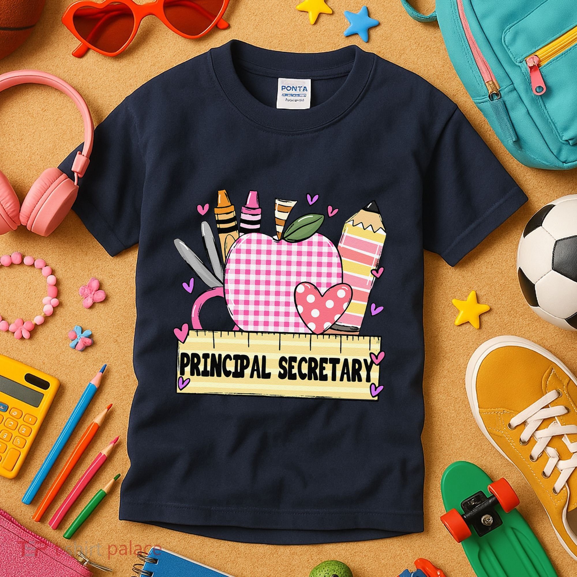 Principal Secretary Valentine S Day Teacher Frame Kids T-Shirt