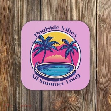 Pool Side Vibes All Summer Long Coaster