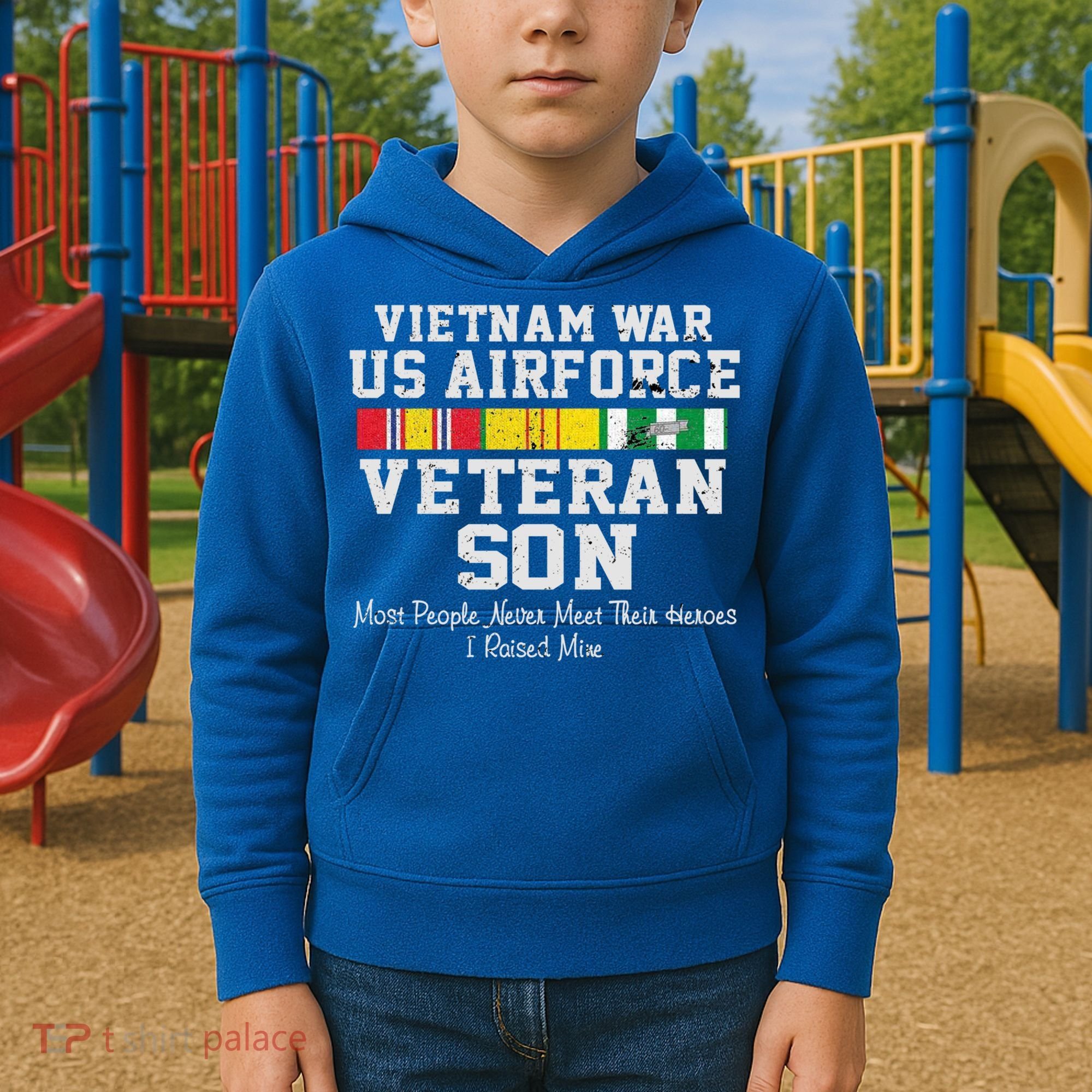 Proud Son Vietnam War Veteran Son Veteran's Day Gift Kids Hoodie