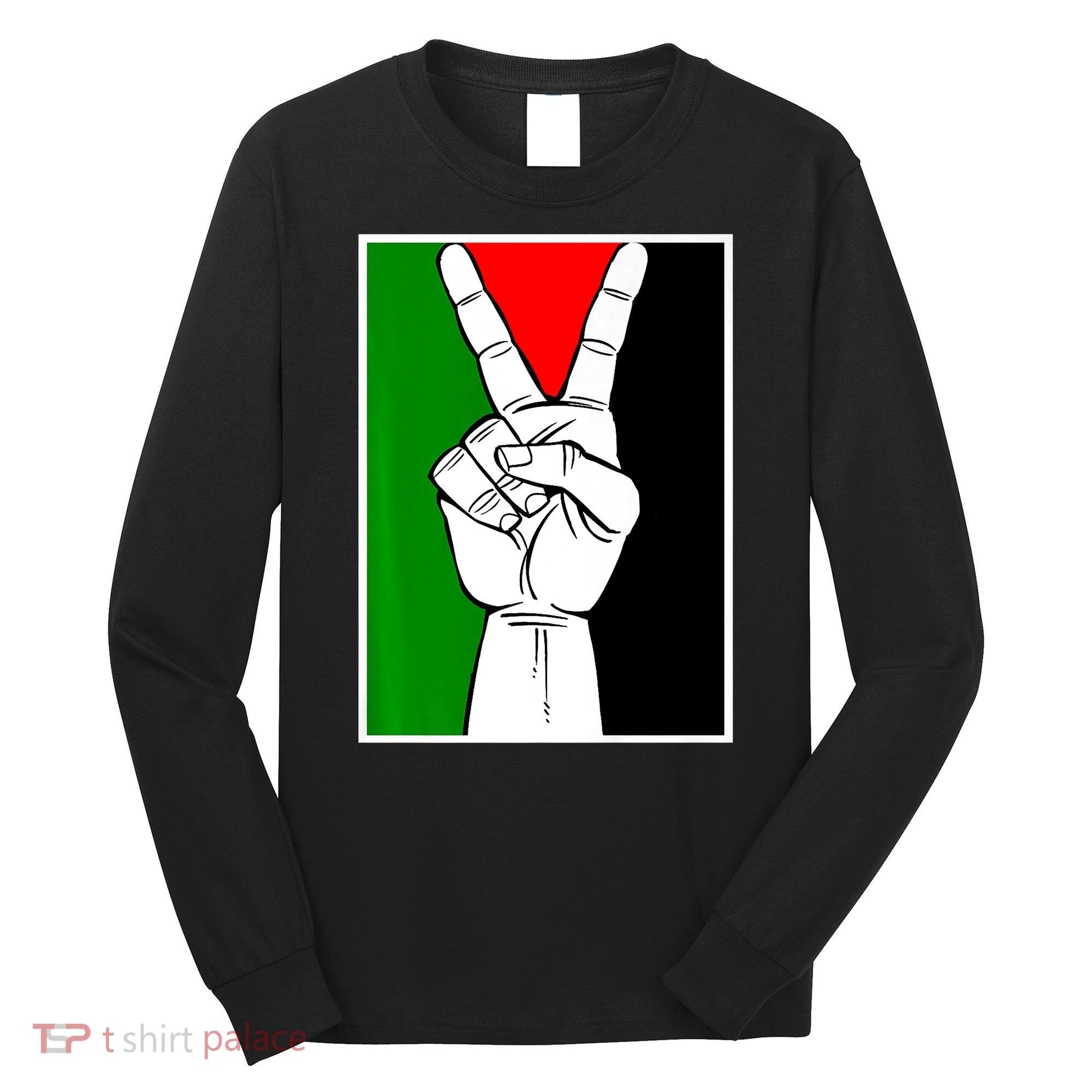 Palestine Support Victory Symbol Free Palestine Palestinian Long Sleeve Shirt