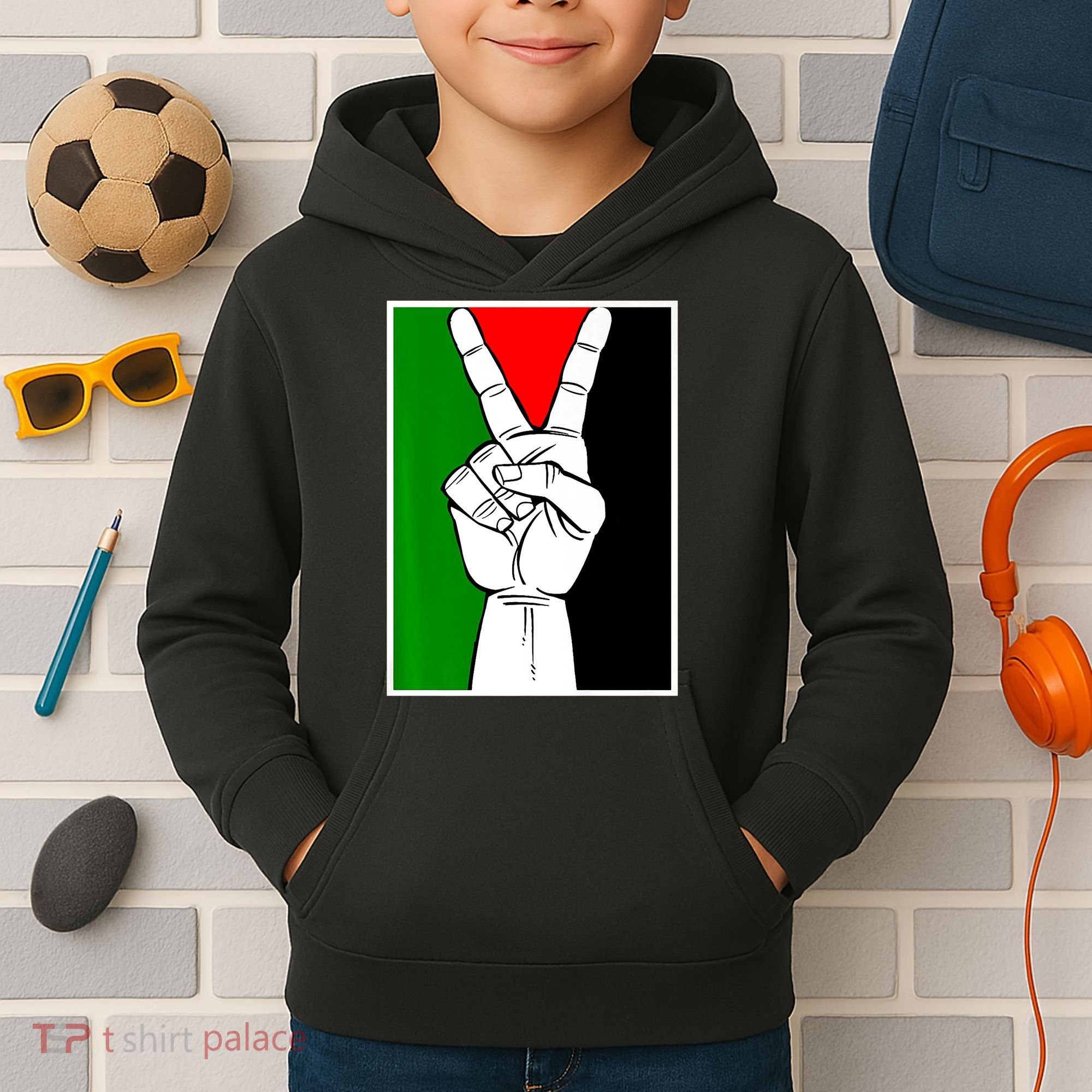 Palestine Support Victory Symbol Free Palestine Palestinian Kids Hoodie