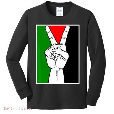 Palestine Support Victory Symbol Free Palestine Palestinian Kids Long Sleeve Shirt