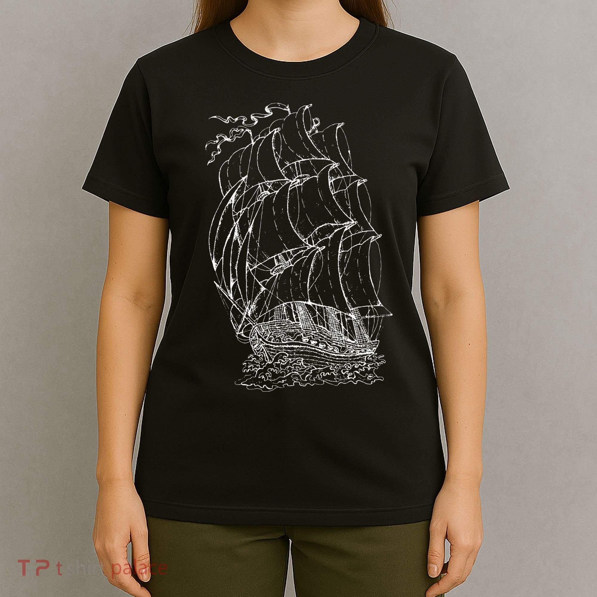 Pirate Ship Vintage Retro Nautical Sailing Boat Captain T-Shirt