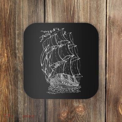 Pirate Ship Vintage Retro Nautical Sailing Boat Captain Coaster