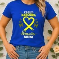 Proud Sarcoma Warrior Mom Sarcoma Awareness Bone Cancer Great Gift Women's T-Shirt thumb 2