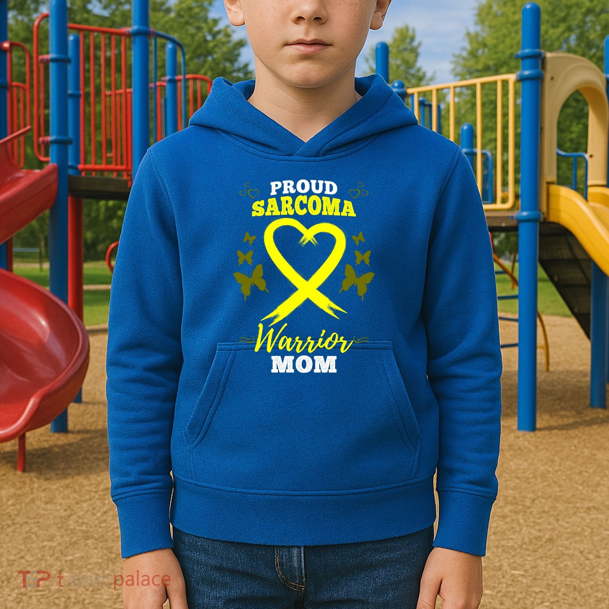 Proud Sarcoma Warrior Mom Sarcoma Awareness Bone Cancer Great Gift Kids Hoodie