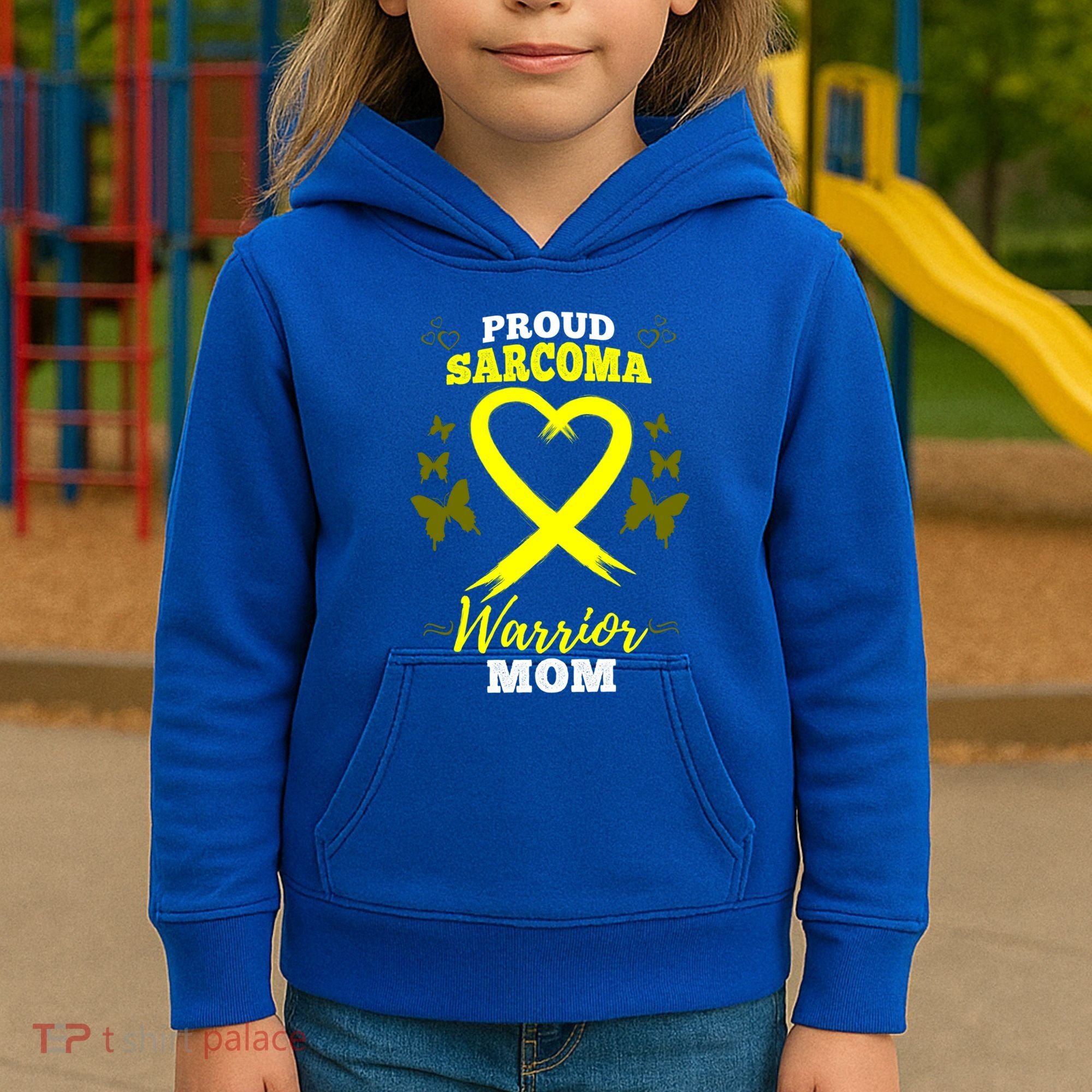 Proud Sarcoma Warrior Mom Sarcoma Awareness Bone Cancer Great Gift Kids Hoodie