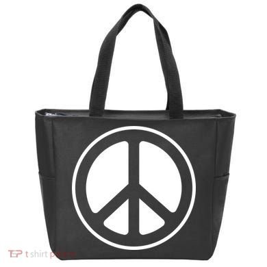 Peace Sign White Tote Bag