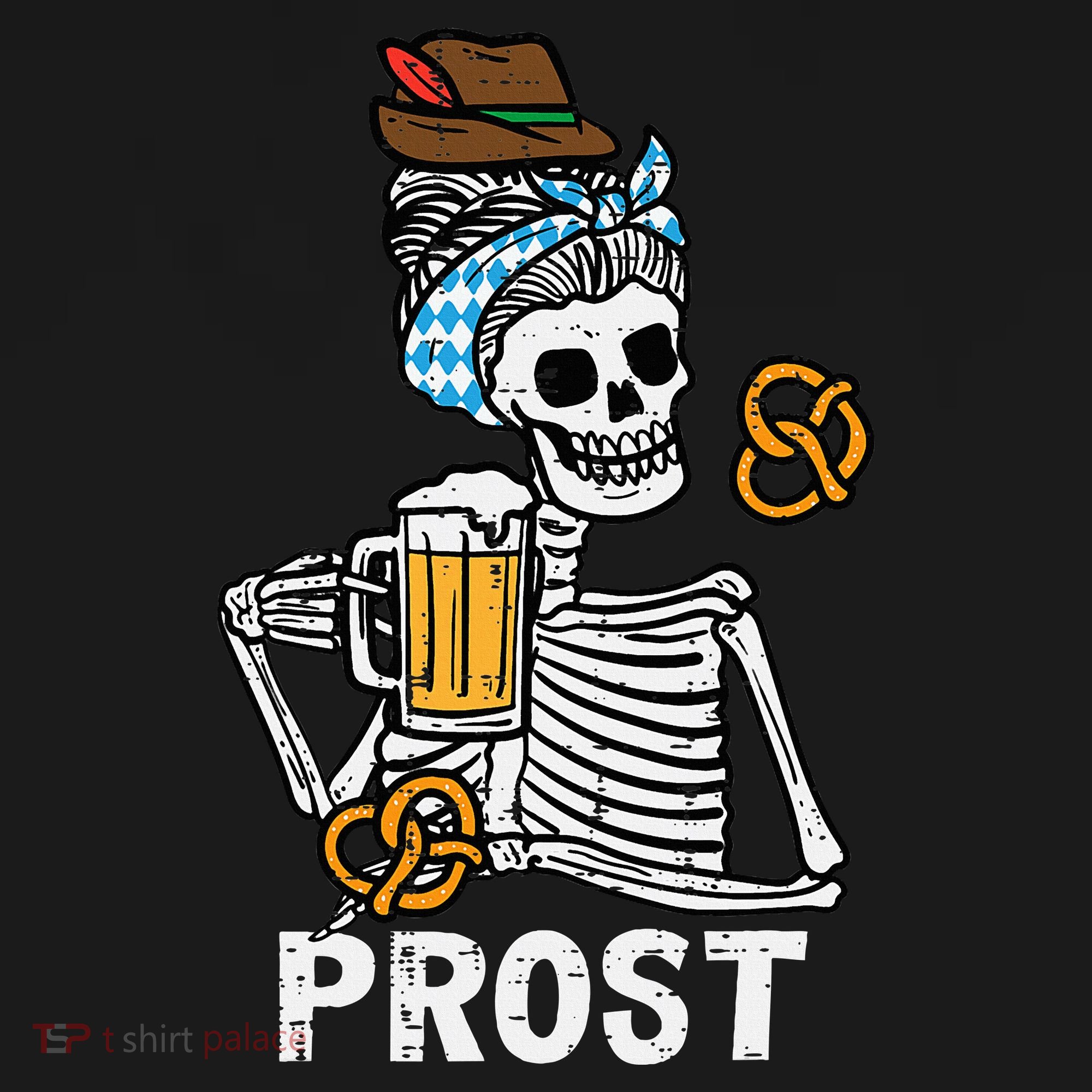 Prost Skeleton Women Bavarian Octoberfest German Oktoberfest Bucket Hat