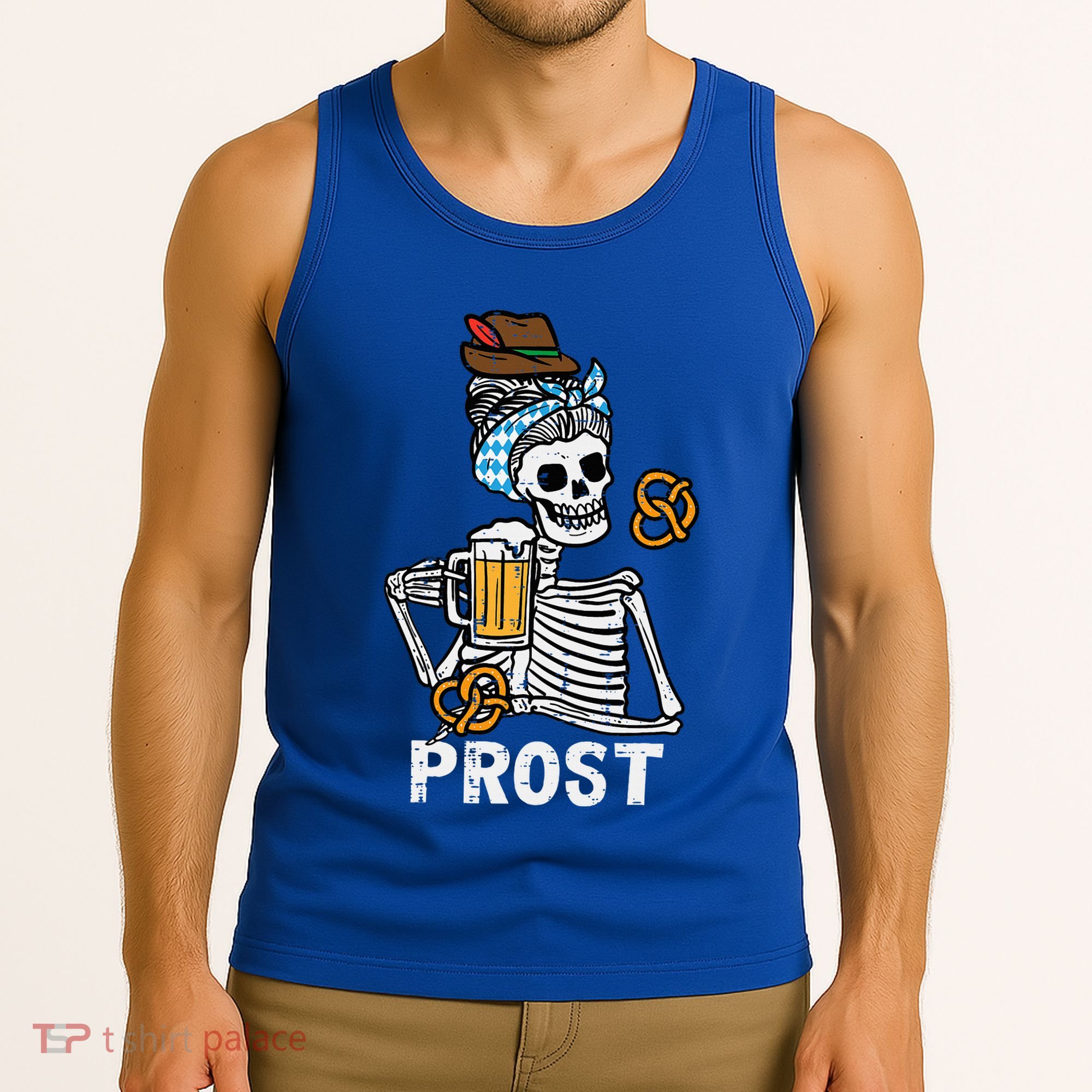 Prost Skeleton Women Bavarian Octoberfest German Oktoberfest Tank Top