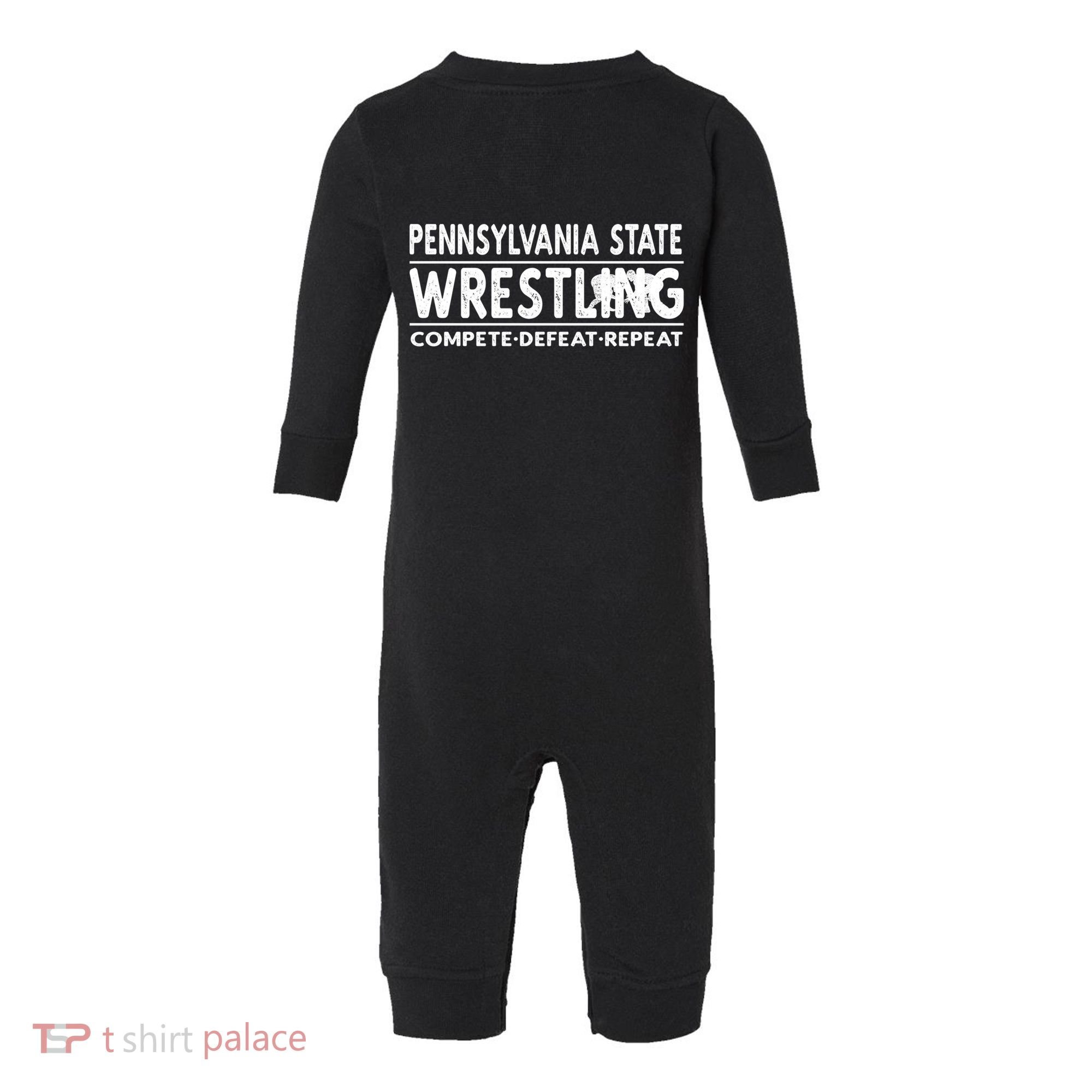 Pennsylvania State Wrestling Compete Defeat Repeat Gift Infant Fleece One Piece