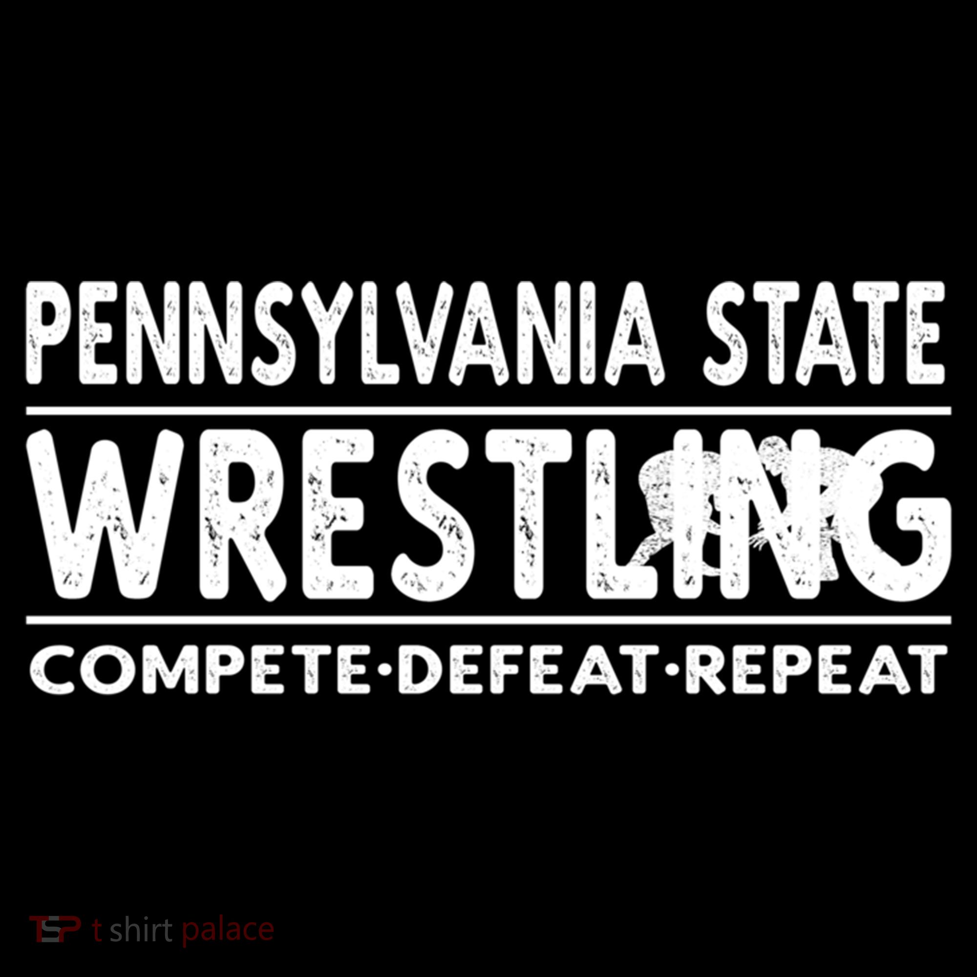 Pennsylvania State Wrestling Compete Defeat Repeat Gift Flexfit Unipanel Trucker Cap