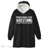 Pennsylvania State Wrestling Compete Defeat Repeat Gift Hooded Wearable Blanket thumb 0