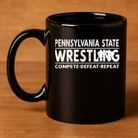 Pennsylvania State Wrestling Compete Defeat Repeat Gift 11oz C Handle Ceramic Mug thumb 4