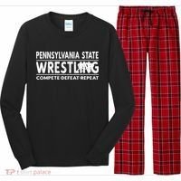 Pennsylvania State Wrestling Compete Defeat Repeat Gift Long Sleeve Pajama Set thumb 0