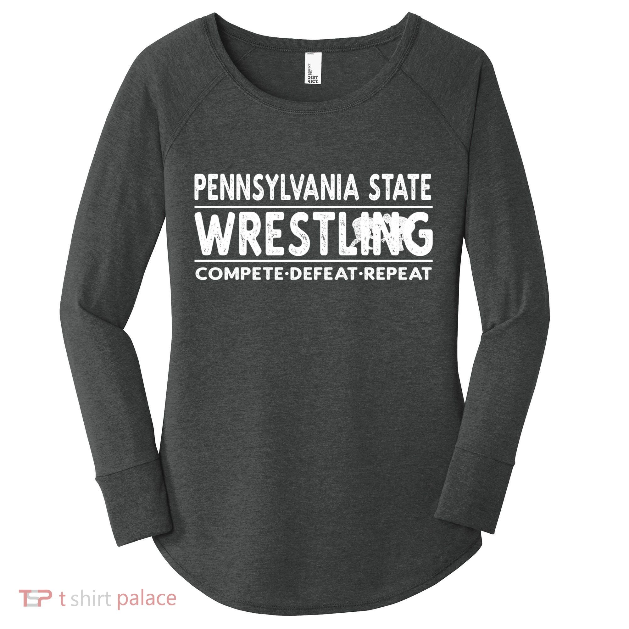 Pennsylvania State Wrestling Compete Defeat Repeat Gift Women's Perfect Tri Tunic Long Sleeve Shirt