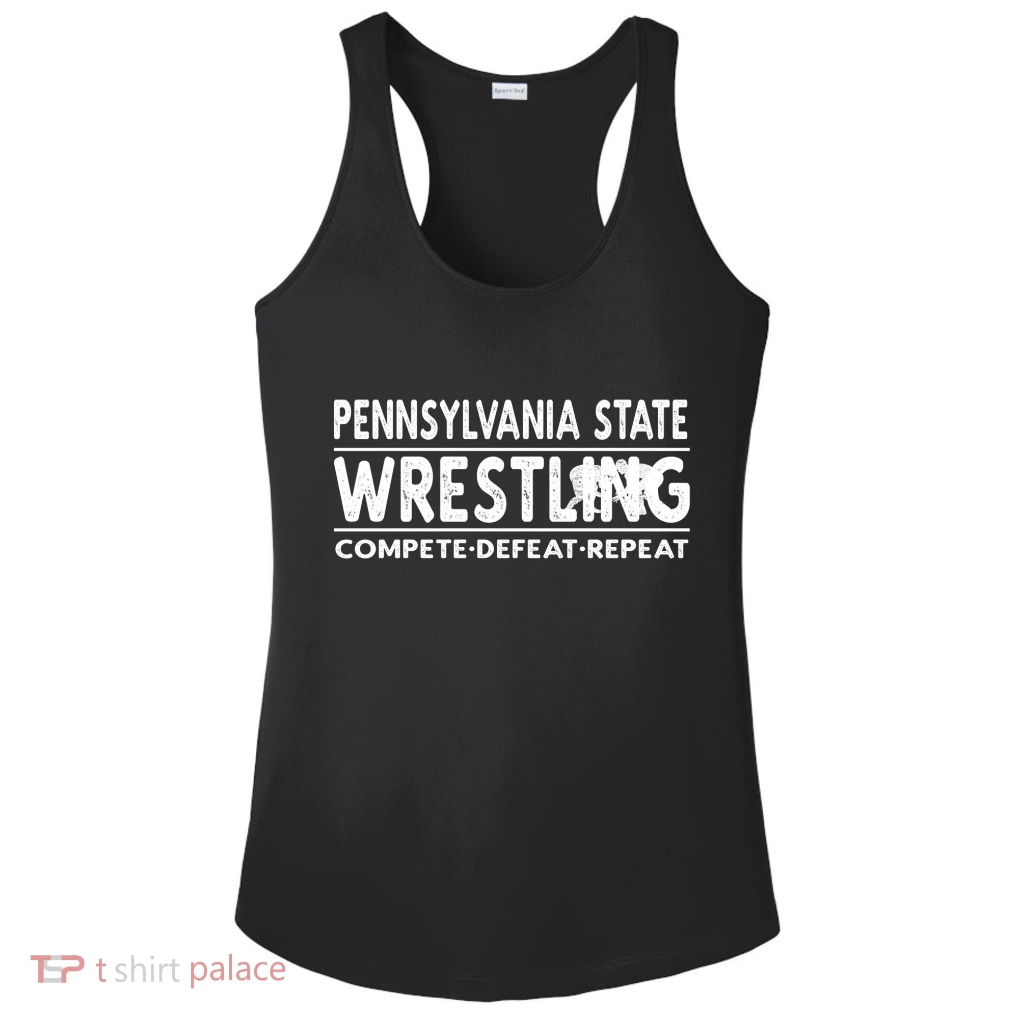 Pennsylvania State Wrestling Compete Defeat Repeat Gift Ladies PosiCharge Competitor Racerback Tank