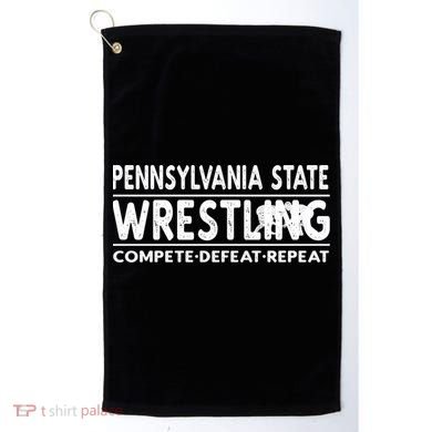 Pennsylvania State Wrestling Compete Defeat Repeat Gift Golf Towel