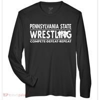Pennsylvania State Wrestling Compete Defeat Repeat Gift Zone Performance Long-Sleeve T-Shirt thumb 0