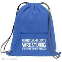 Pennsylvania State Wrestling Compete Defeat Repeat Gift Sweatshirt Cinch Pack Bag thumb 0