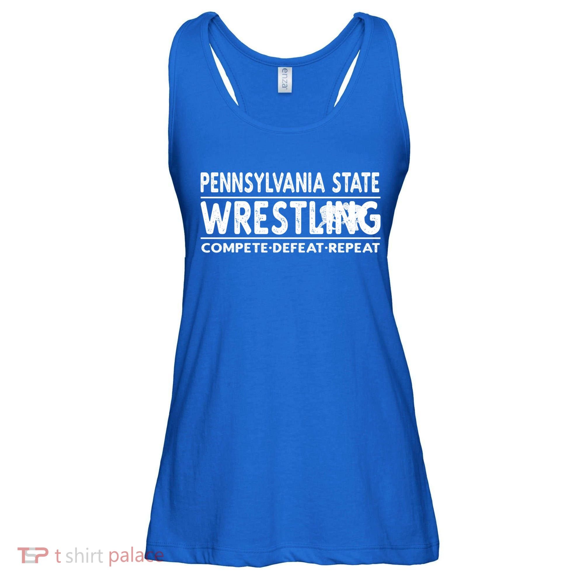 Pennsylvania State Wrestling Compete Defeat Repeat Gift Ladies Essential Flowy Tank