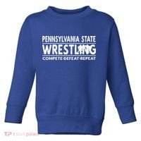 Pennsylvania State Wrestling Compete Defeat Repeat Gift Toddler Sweatshirt thumb 0
