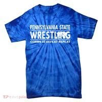 Pennsylvania State Wrestling Compete Defeat Repeat Gift Tie-Dye T-Shirt thumb 0