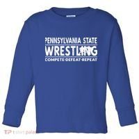 Pennsylvania State Wrestling Compete Defeat Repeat Gift Toddler Long Sleeve Shirt thumb 0