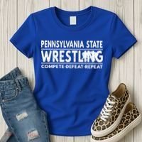 Pennsylvania State Wrestling Compete Defeat Repeat Gift Women's T-Shirt thumb 3