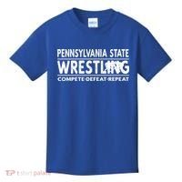 Pennsylvania State Wrestling Compete Defeat Repeat Gift Kids T-Shirt thumb 0