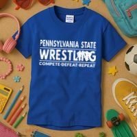 Pennsylvania State Wrestling Compete Defeat Repeat Gift Kids T-Shirt thumb 3