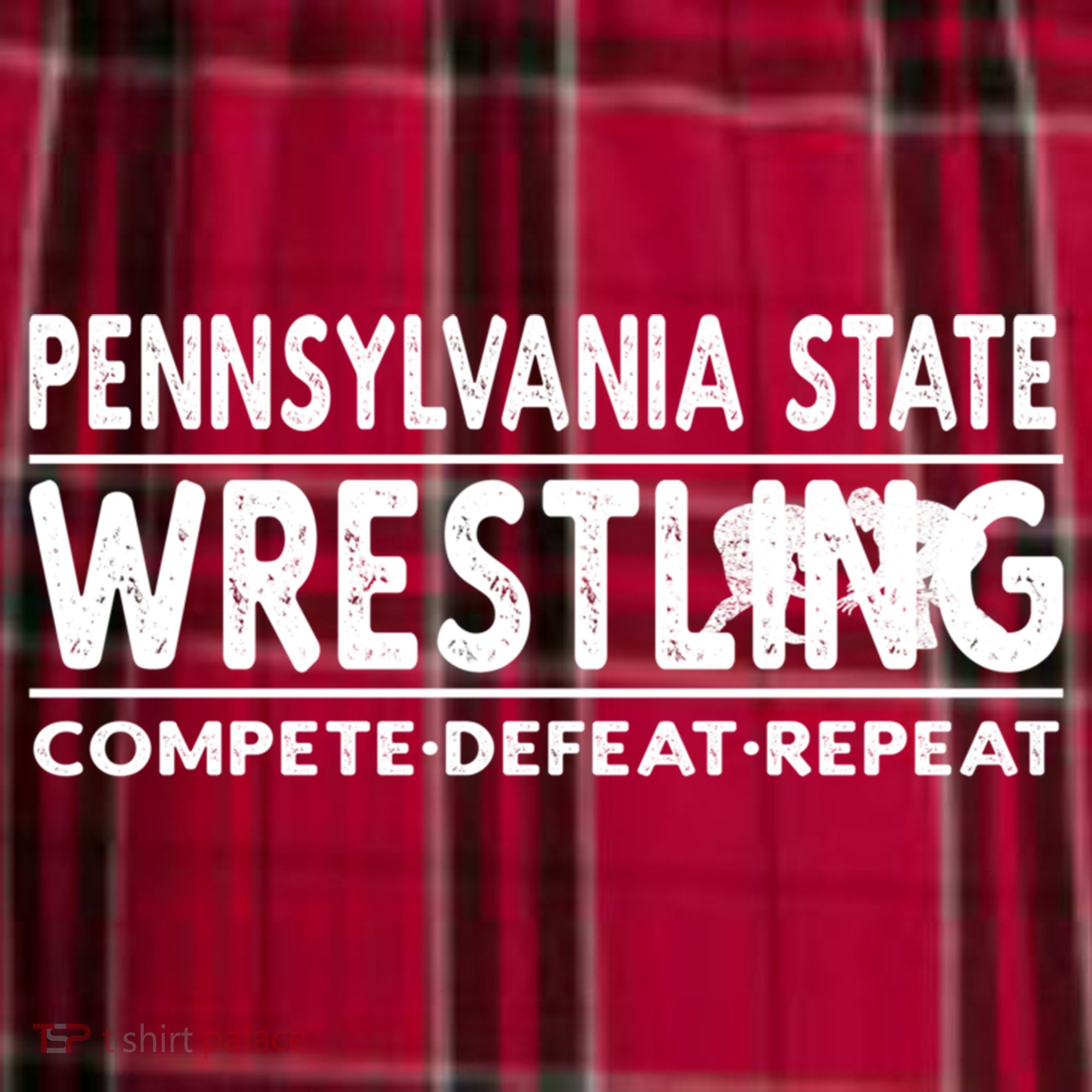 Pennsylvania State Wrestling Compete Defeat Repeat Gift Men's Flannel Plaid Pajama Pants