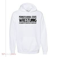 Pennsylvania State Wrestling Compete Defeat Repeat Gift Comfort Colors Garment-Dyed Hooded Sweatshirt thumb 0