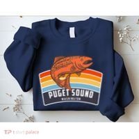 Puget Sound Washington Salmon Fishing Sweatshirt thumb 2
