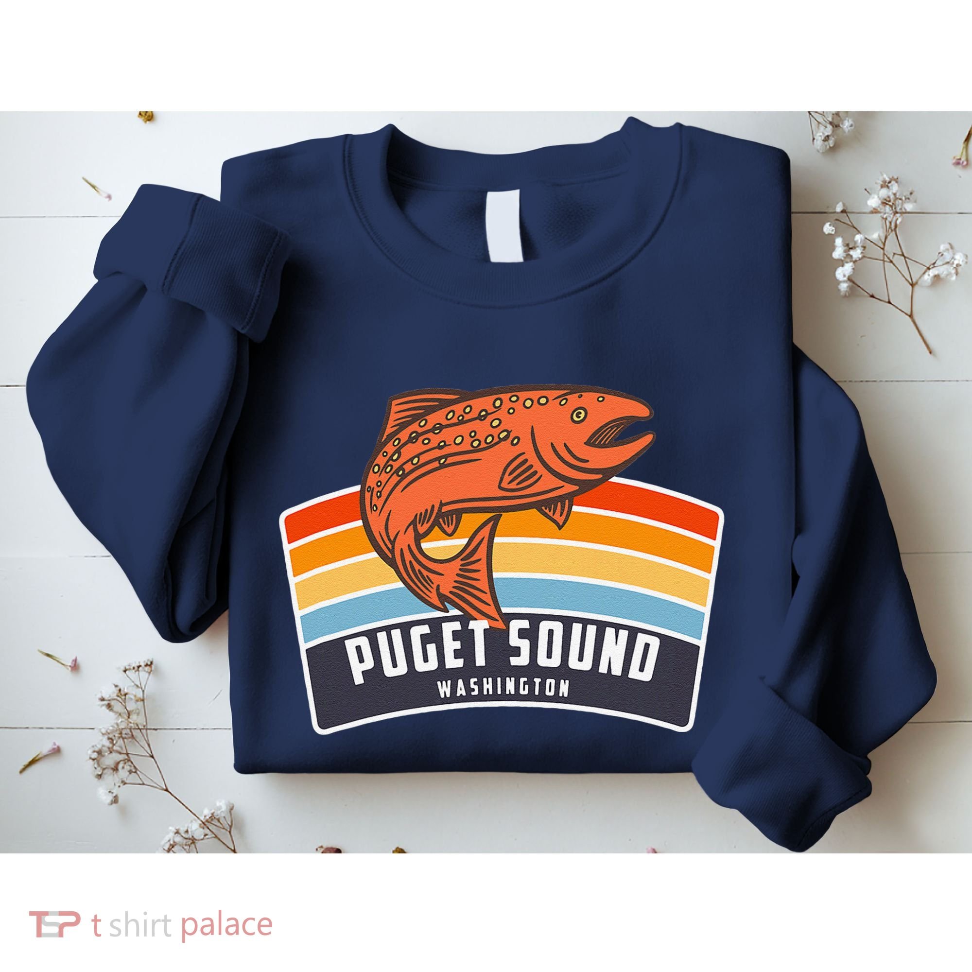 Puget Sound Washington Salmon Fishing Sweatshirt