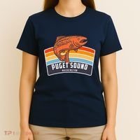 Puget Sound Washington Salmon Fishing T-Shirt thumb 4