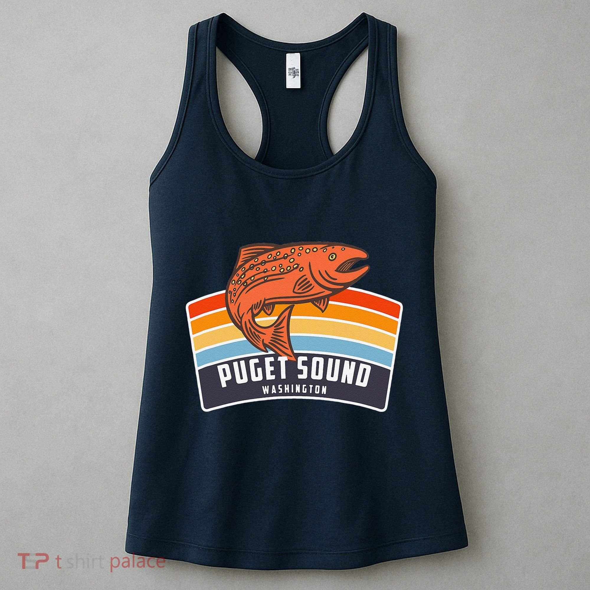 Puget Sound Washington Salmon Fishing Women's Tank Top