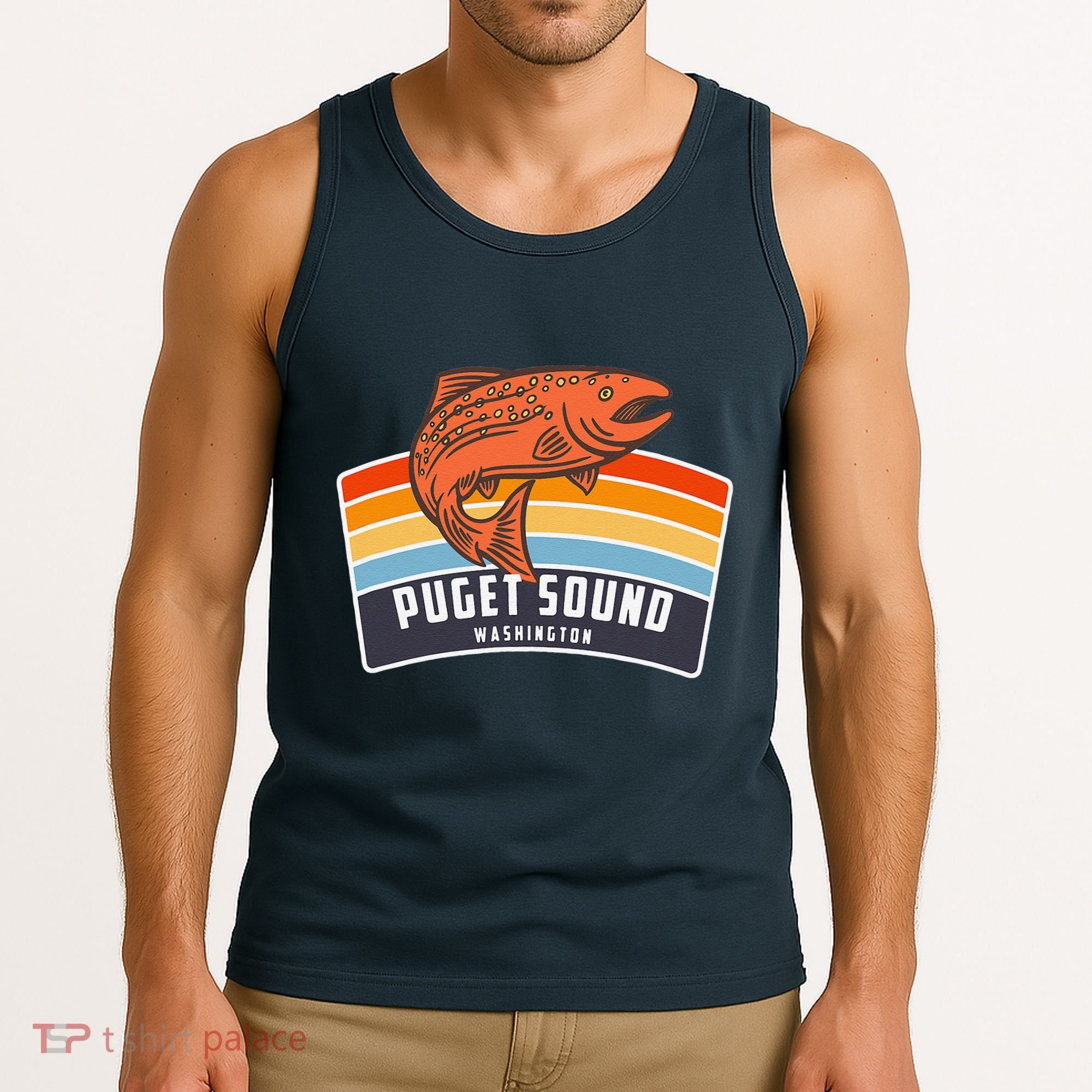 Puget Sound Washington Salmon Fishing Tank Top